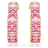 Matrix hoop earrings, Baguette cut, Heart, Small, Pink, Gold-tone plated - Swarovski, 5706340