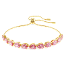 Matrix Tennis bracelet, Pear cut, Pink, Gold-tone plated - Swarovski, 5707187