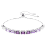 Matrix Tennis bracelet, Baguette cut, Purple, Rhodium plated - Swarovski, 5707199