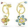 Idyllia drop earrings, Asymmetrical design, Mixed cuts, Flower, Multicoloured, Gold-tone plated - Swarovski, 5709025