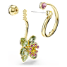 Idyllia drop earrings, Asymmetrical design, Mixed cuts, Flower, Multicoloured, Gold-tone plated - Swarovski, 5709025