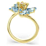 Idyllia open ring, Mixed cuts, Flower, Blue, Gold-tone plated - Swarovski, 5709031