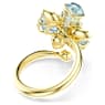 Idyllia open ring, Mixed cuts, Flower, Blue, Gold-tone plated - Swarovski, 5709031