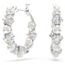 Matrix hoop earrings, Crystal pearl, Round cut, White, Rhodium plated - Swarovski, 5709256