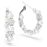 Matrix hoop earrings, Crystal pearl, Round cut, White, Rhodium plated - Swarovski, 5709256