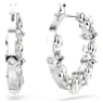 Matrix hoop earrings, Crystal pearl, Round cut, White, Rhodium plated - Swarovski, 5709256