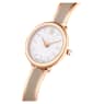 Crystalline Bangle watch, Swiss Made, Metal bracelet, Beige, Rose gold-tone finish - Swarovski, 5709814