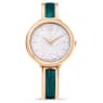 Crystalline Bangle watch, Swiss Made, Metal bracelet, Green, Rose gold-tone finish - Swarovski, 5709816