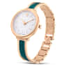 Crystalline Bangle watch, Swiss Made, Metal bracelet, Green, Rose gold-tone finish - Swarovski, 5709816