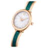 Crystalline Bangle watch, Swiss Made, Metal bracelet, Green, Rose gold-tone finish - Swarovski, 5709816