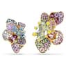 Idyllia clip earrings, Asymmetrical design, Mixed cuts, Pavé, Flower, Multicolored, Gold-tone plated - Swarovski, 5709957