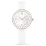 Matrix Tennis watch, Swiss Made, Leather strap, White, Champagne gold-tone finish - Swarovski, 5710103