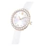 Matrix Tennis watch, Swiss Made, Leather strap, White, Champagne gold-tone finish - Swarovski, 5710103