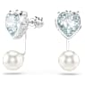 Imber 耳環袋, 水晶珍珠，心形切割, 心形, 藍色, 鍍白金色 - Swarovski, 5711347