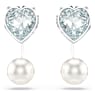 Imber 耳環袋, 水晶珍珠，心形切割, 心形, 藍色, 鍍白金色 - Swarovski, 5711347