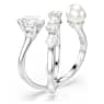 Anello cocktail Matrix, Crystal Pearl, Taglio Round, Bianco, Placcato rodio - Swarovski, 5714375