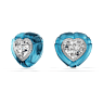 Náušnice klipsy Dulcis, Srdcový výbrus, Pavé, Srdce, Modré, Pokoveno rhodiem - Swarovski, 5714385