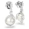 Snake 드롭 이어링, 크리스털 펄, 믹스 컷, 크리스털 펄, 뱀의 해, 화이트, 로듐 플래팅 - Swarovski, 5714668