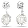Snake 드롭 이어링, 크리스털 펄, 믹스 컷, 크리스털 펄, 뱀의 해, 화이트, 로듐 플래팅 - Swarovski, 5714668