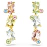 Gema drop earrings, Asymmetrical design, Mixed cuts, Multicolored, Gold-tone plated - Swarovski, 5714815