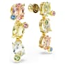Gema drop earrings, Asymmetrical design, Mixed cuts, Multicolored, Gold-tone plated - Swarovski, 5714815