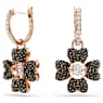 Idyllia 水滴形耳環, 幸運草, 黑色, 鍍玫瑰金色調 - Swarovski, 5714902