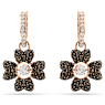 Idyllia 水滴形耳環, 幸運草, 黑色, 鍍玫瑰金色調 - Swarovski, 5714902