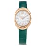 Imber watch, Swiss Made, Leather strap, Green, Rose gold-tone finish - Swarovski, 5717536
