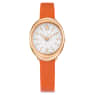 Imber watch, Swiss Made, Leather strap, Orange, Rose gold-tone finish - Swarovski, 5717543