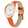 Imber watch, Swiss Made, Leather strap, Orange, Rose gold-tone finish - Swarovski, 5717543