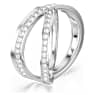 Prsten Delta, Kulatý výbrus, Bílá, Pokoveno rhodiem - Swarovski, 5717561