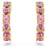 Mini Hoop hoop earrings, Round cut, Pink, Gold-tone plated - Swarovski, 5717565