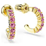 Mini Hoop hoop earrings, Round cut, Pink, Gold-tone plated - Swarovski, 5717565