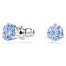 Solitaire stud earrings, Light blue, Rhodium plated - Swarovski, 5717573