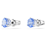 Solitaire stud earrings, Light blue, Rhodium plated - Swarovski, 5717573