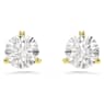 Solitaire Oorknopjes, Ronde slijpvorm, Wit, Goudkleurige toplaag - Swarovski, 5717575