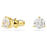 Solitaire Oorknopjes, Ronde slijpvorm, Wit, Goudkleurige toplaag - Swarovski, 5717575