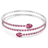 Twisty cuff armband, Verschillende slijpvormen, Roze, Rodium toplaag - Swarovski, 5717576