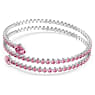 Twisty cuff, Mixed cuts, Pink, Rhodium plated - Swarovski, 5717576