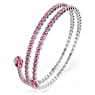 Twisty cuff, Mixed cuts, Pink, Rhodium plated - Swarovski, 5717576