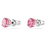 Solitaire stud earrings, Round cut, Pink, Rhodium plated - Swarovski, 5717577