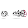 Solitaire stud earrings, Round cut, Pink, Rhodium plated - Swarovski, 5717577