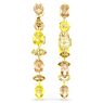 Gema drop earrings, Asymmetrical design, Mixed cuts, Long, Yellow, Gold-tone plated - Swarovski, 5718073