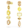 Gema drop earrings, Asymmetrical design, Mixed cuts, Long, Yellow, Gold-tone plated - Swarovski, 5718073