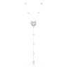 Ariana Grande x Swarovski Y necklace, Mixed cuts, Crystal pearl, Heart, White, Rhodium plated - Swarovski, 5720855