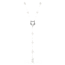Ariana Grande x Swarovski Y necklace, Mixed cuts, Crystal pearl, Heart, White, Rhodium plated - Swarovski, 5720855