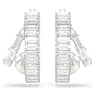 Ariana Grande x Swarovski hoop earrings, Crystal pearl, Baguette cut, White, Rhodium plated - Swarovski, 5720868