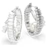 Ariana Grande x Swarovski hoop earrings, Crystal pearl, Baguette cut, White, Rhodium plated - Swarovski, 5720868