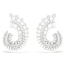 Ariana Grande x Swarovski drop earrings, Crystal Pearl, Mixed cuts, White, Rhodium plated - Swarovski, 5720869