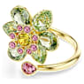 Idyllia open ring, Mixed cuts, Flower, Green, Gold-tone plated - Swarovski, 5721598